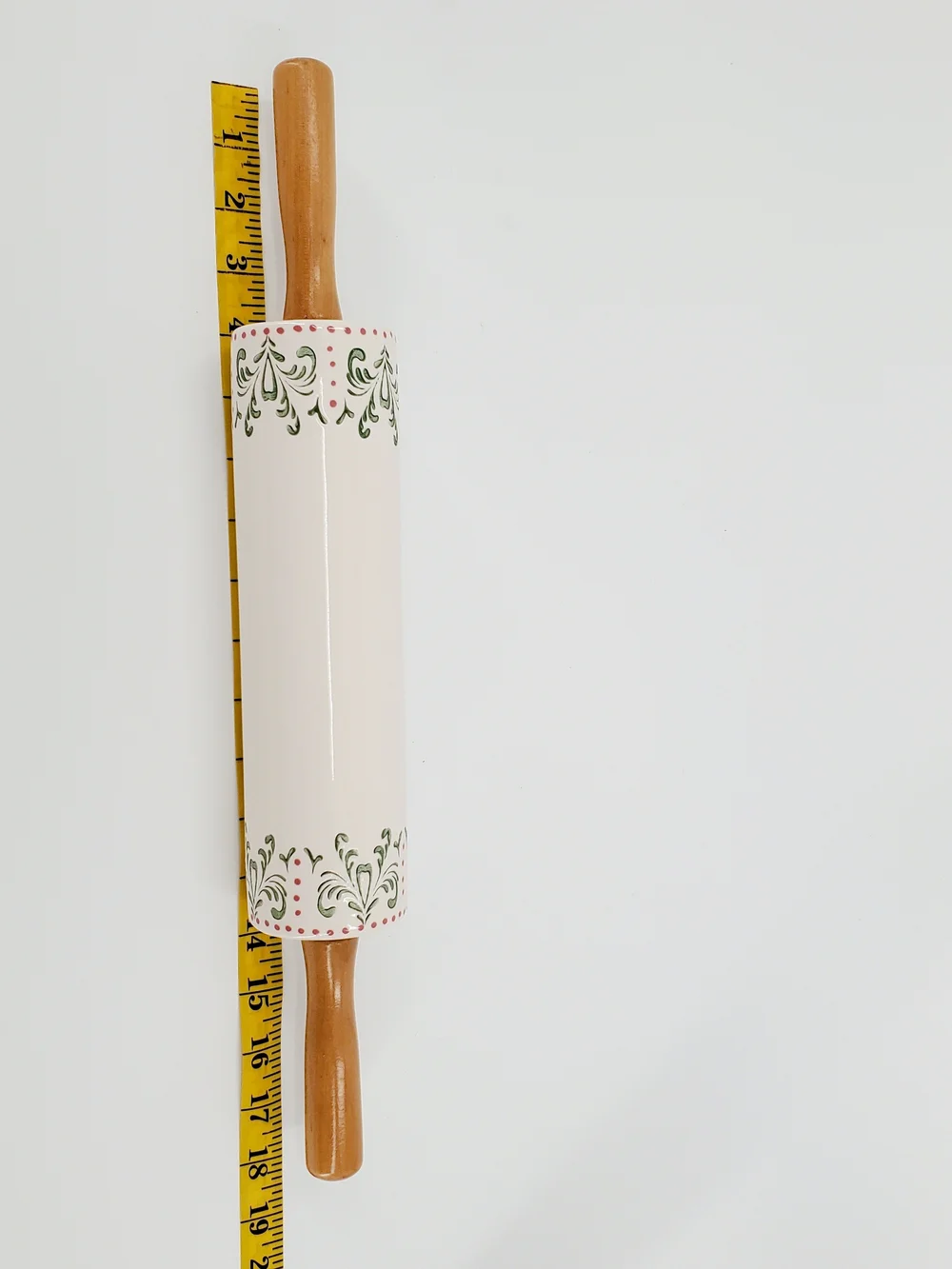 Anthroplogie Maelle Rolling Pin With Wood Handle - White, Green & Pink